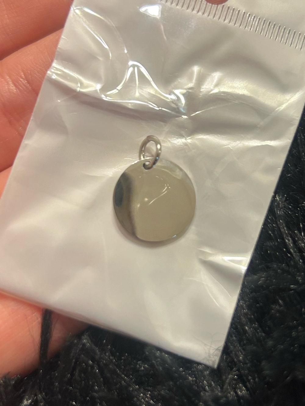 Small Silver Tone Round Disc Charm Blank Engravable Pendant Jewelry Making